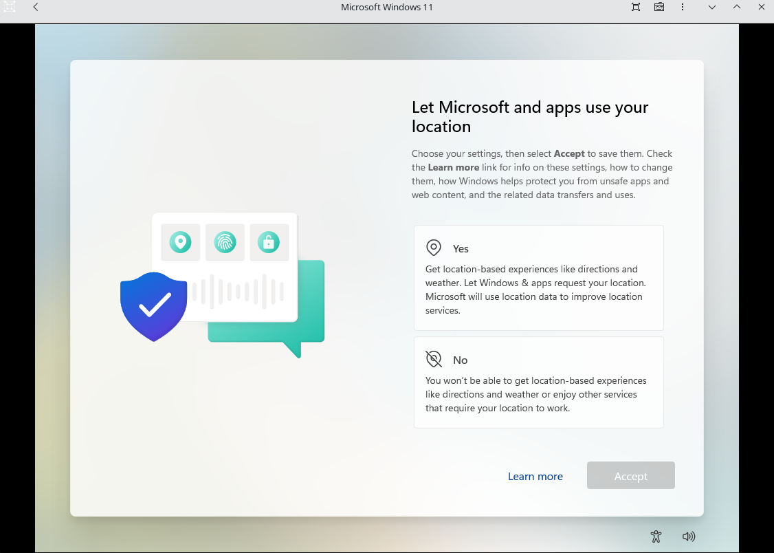 Área de trabalho Windows 11 carregada com conta local