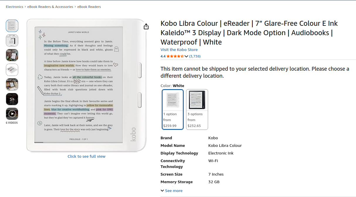 Kobo Libra Color, e-reader com tela colorida e formato aberto