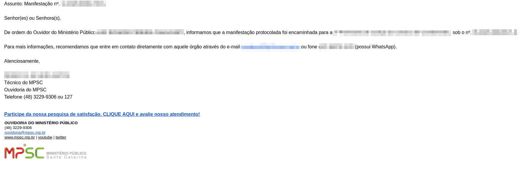 Print do protocolo de Notícia de Fato no Ministério Público