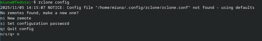Configuração de remote B2 no Rclone terminal